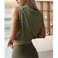 thumbnail image 6 of Crop Top Athletic Shirts for Women Cute Sleeveless Yoga Tops Running Gym Cotton Cropped Workout Clothes green S, 6 of 7