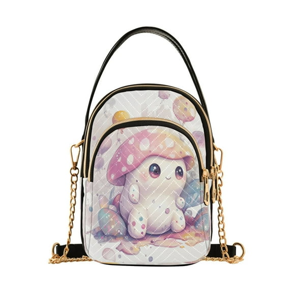 Shoulder Handbag Women's Crossbody Handbags 5.91x3.15x8.27 Inch Bank Card Bag Cash Bag Key Bag Cartoon Beautiful Pink Mushroom