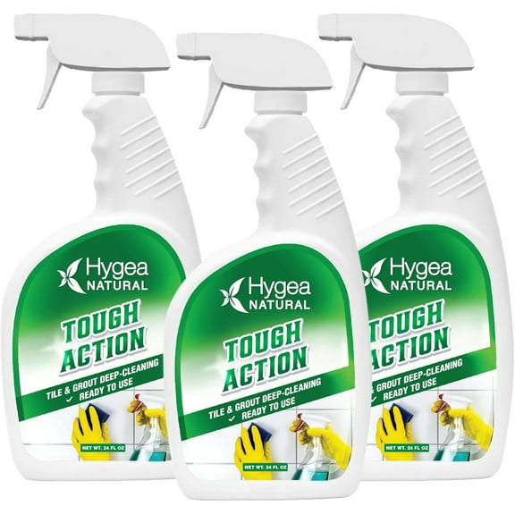 Hygea Natural Tough Tile Cleaner, Shower & Floor Cleaner for Soap Scum and Grout, 24 oz, 3 Pack