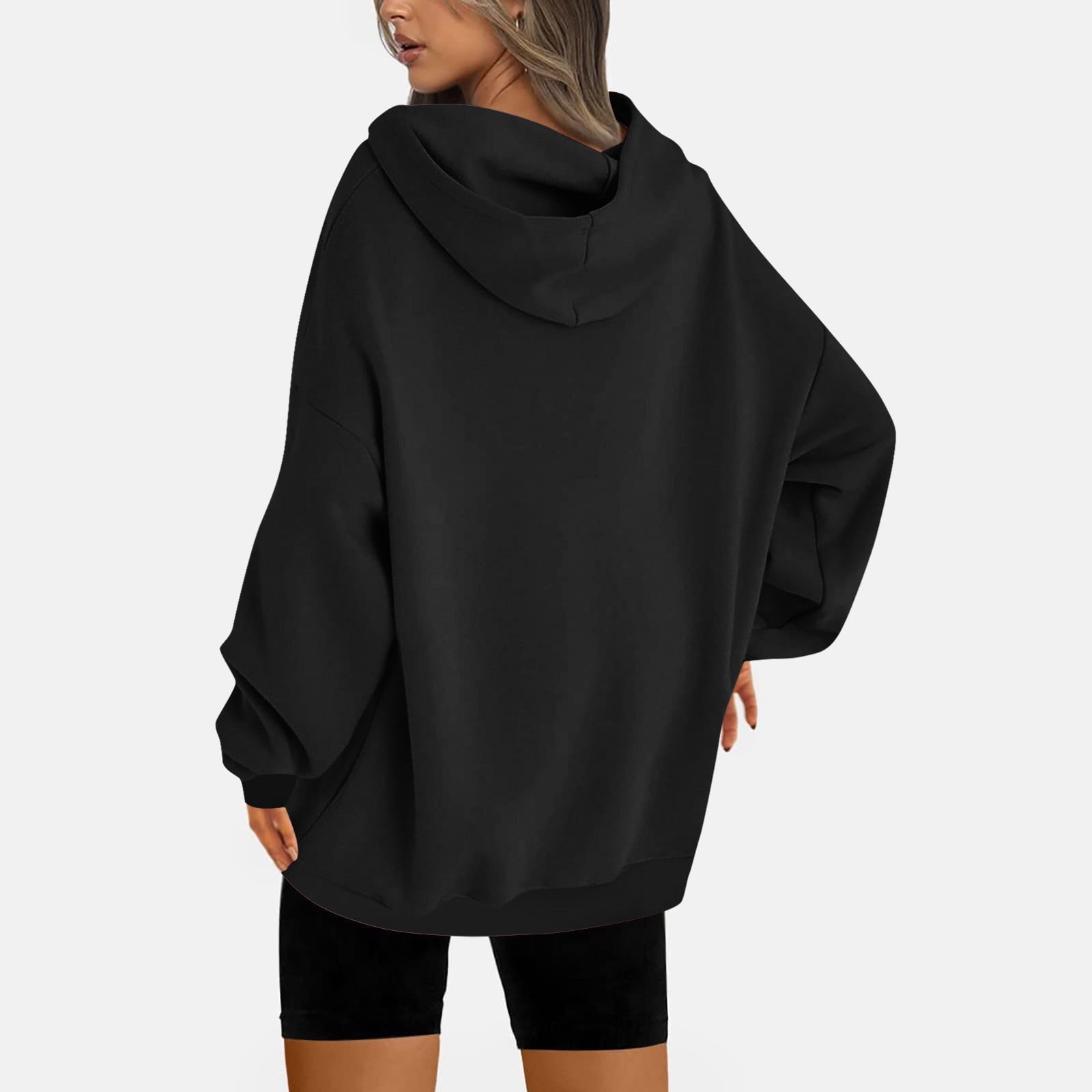 Plus Size Hoodies for Women with Front Pocket Pullover Fleece Lined Sweatshirts Ladies Casual Solid Loose Basic Comfort Hooded Tops XS-5X