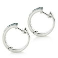thumbnail image 2 of Ladies Small Hoop Real Blue Diamond Earrings 14k Huggies 0.5 Ctw (White Gold), 2 of 3