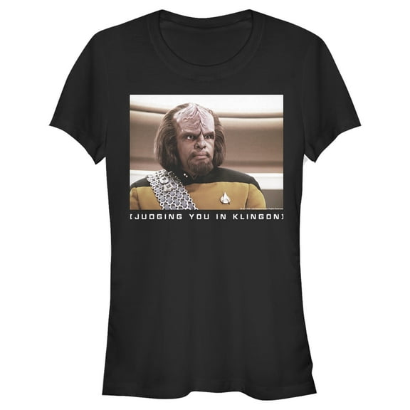 Junior's Star Trek: The Next Generation Worf Judging You in Klingon Graphic Tee Black 2X Large