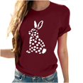 thumbnail image 3 of Tops de Cuello Alto para las Mujeres Amante Impreso Camiseta Cuello Redondo Manga Corta, Poliéster Spandex, 3 of 7
