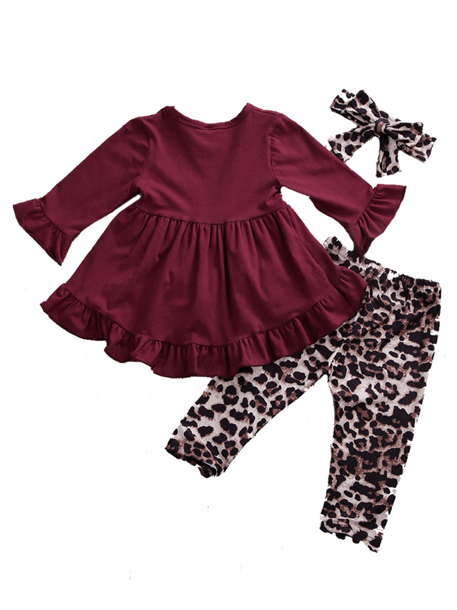Dewadbow Boutique Kid Baby Girl Leopard Clothes Top T-shirt Dress Legging Pants Outfit - image 4 of 5