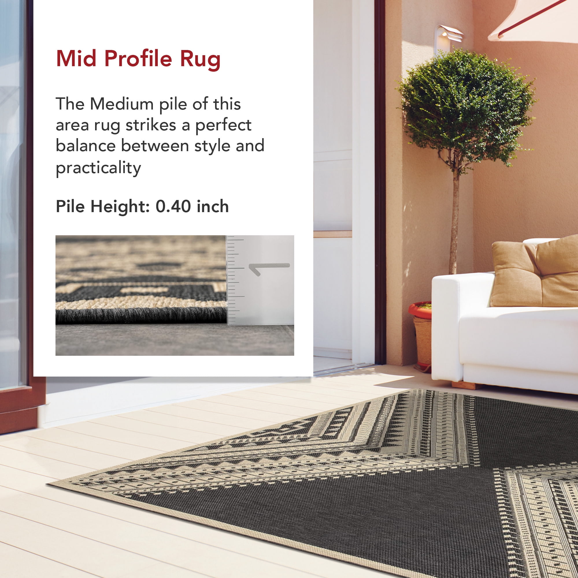 nuLOOM Landry Aztec Indoor/Outdoor Area Rug, 5' x 8', Landry Charcoal