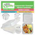 thumbnail image 5 of 500 Count - Biodegradable 9x9 Take Out Food Containers with Clamshell Hinged Lid - Eco Friendly Sugarcane Bagasse 100% Compostable, Recyclable, ToGo, Restaurant Carry Out, Party Take Home Boxes, 5 of 8
