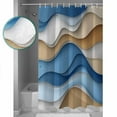 thumbnail image 3 of Small Stall Shower Curtain 36x78 Inch Narrow Half Size Ombre Blue Brown Bath Curtains Bathroom Decor Modernism Geometric Moire Waterproof Fabric Shower Curtain Set with Hooks 36 Inch, 3 of 6