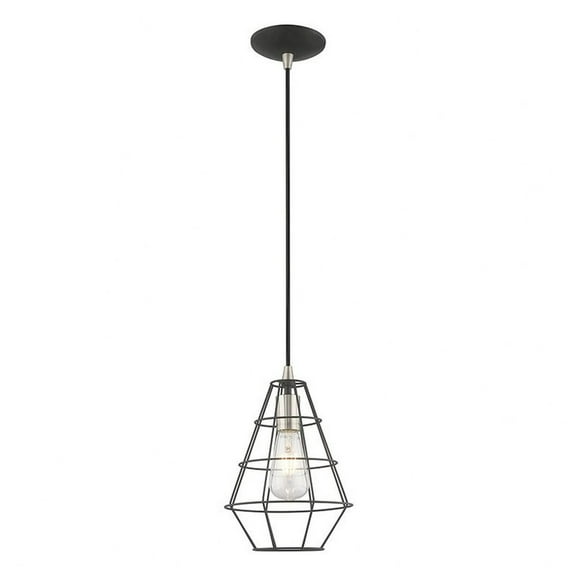 1 Light Mini Pendant in Contemporary Style 7.75 inches Wide By 15 inches High-Black Finish Bailey Street Home 218-Bel-3110339
