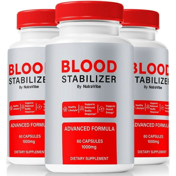 (3 Pack) Blood Stabilizer Capsules - Official BloodStabilizer Nature Pills to Maintain Overall Health, All Natural Blood Formula For Healthy and Stable Levels, Review (180 Capsules)