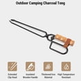 thumbnail image 2 of Wooden Handle BBQ Charcoal Clip Portable Fire Tongs Duck-Billed Tong Camping Charcoal Tong, 2 of 9