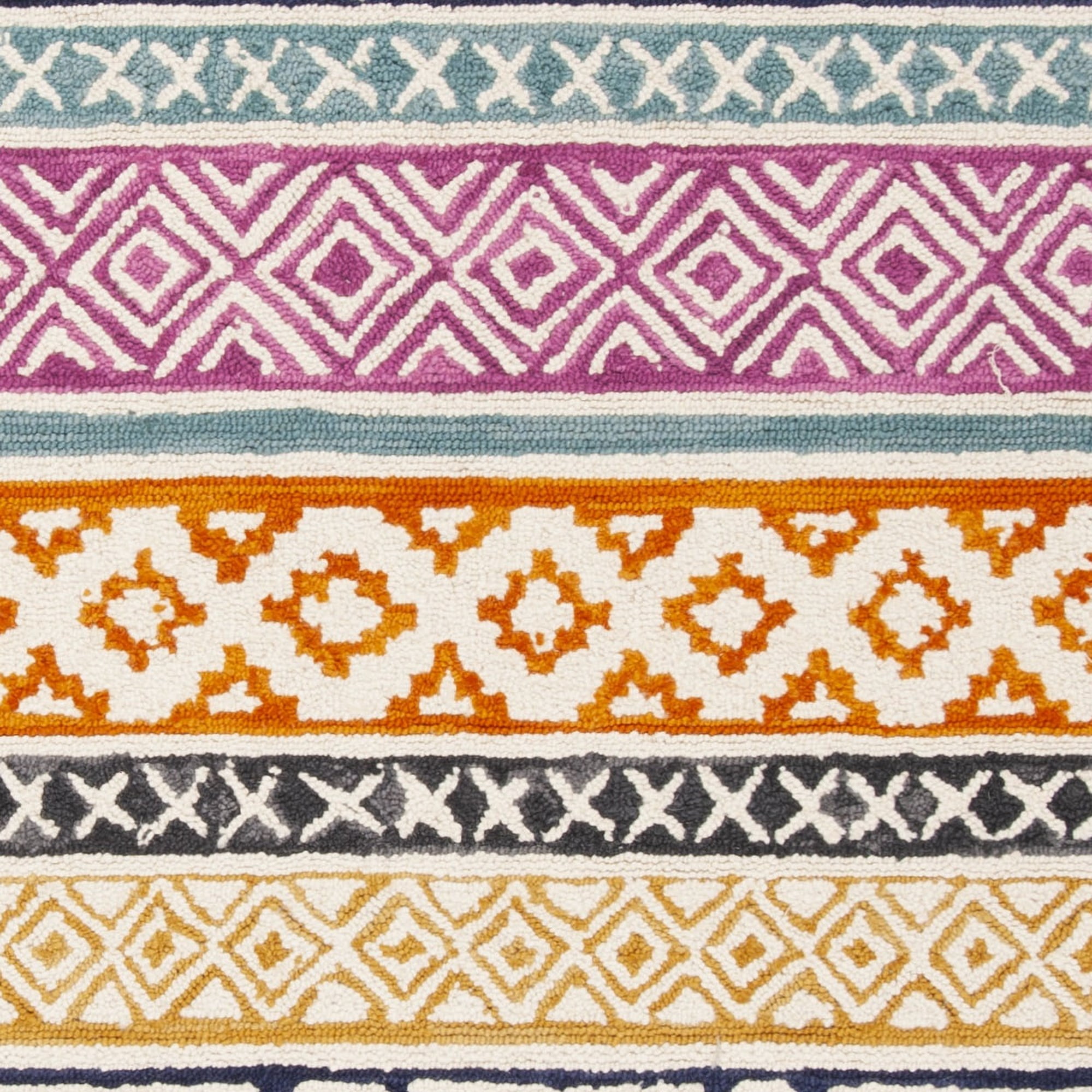 SAFAVIEH Micro-Loop Oliver Geometric Striped Area Rug, Ivory/Rust, 4' x 6'