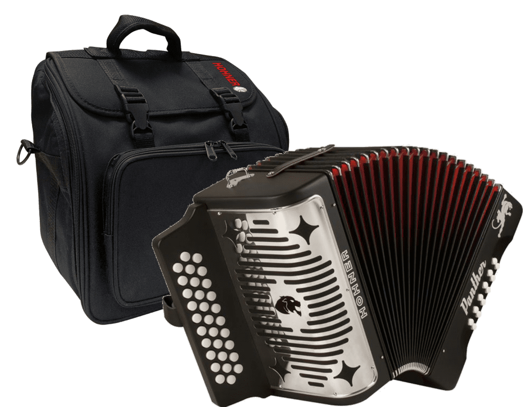 Hohner 3100 Panther Diatonic Accordion w/AGB Gig Bag, Key GCF, Black