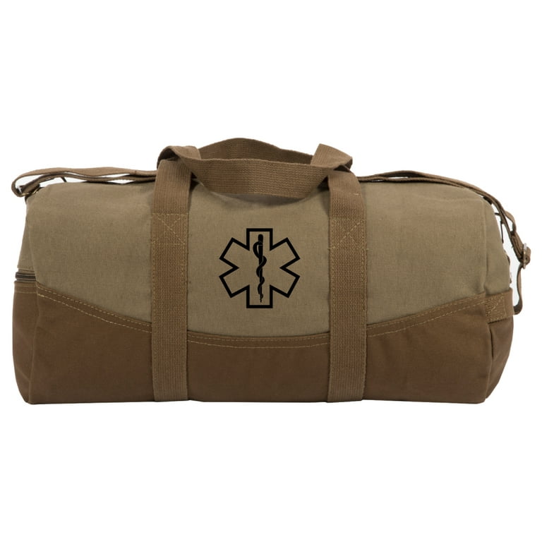 Star of Life Medical Logo Two Tone Brown 19” Duffle Bag with Detachable  Strap