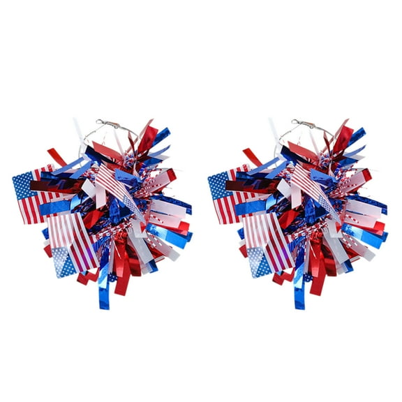 4th of July Dangle Earrings for Women | Red White Blue Flag Teardrop Tassel Design | Independence Day Patriotic Jewelry | Plastic | Set of 2 | 4.7 in | Festival Gift
