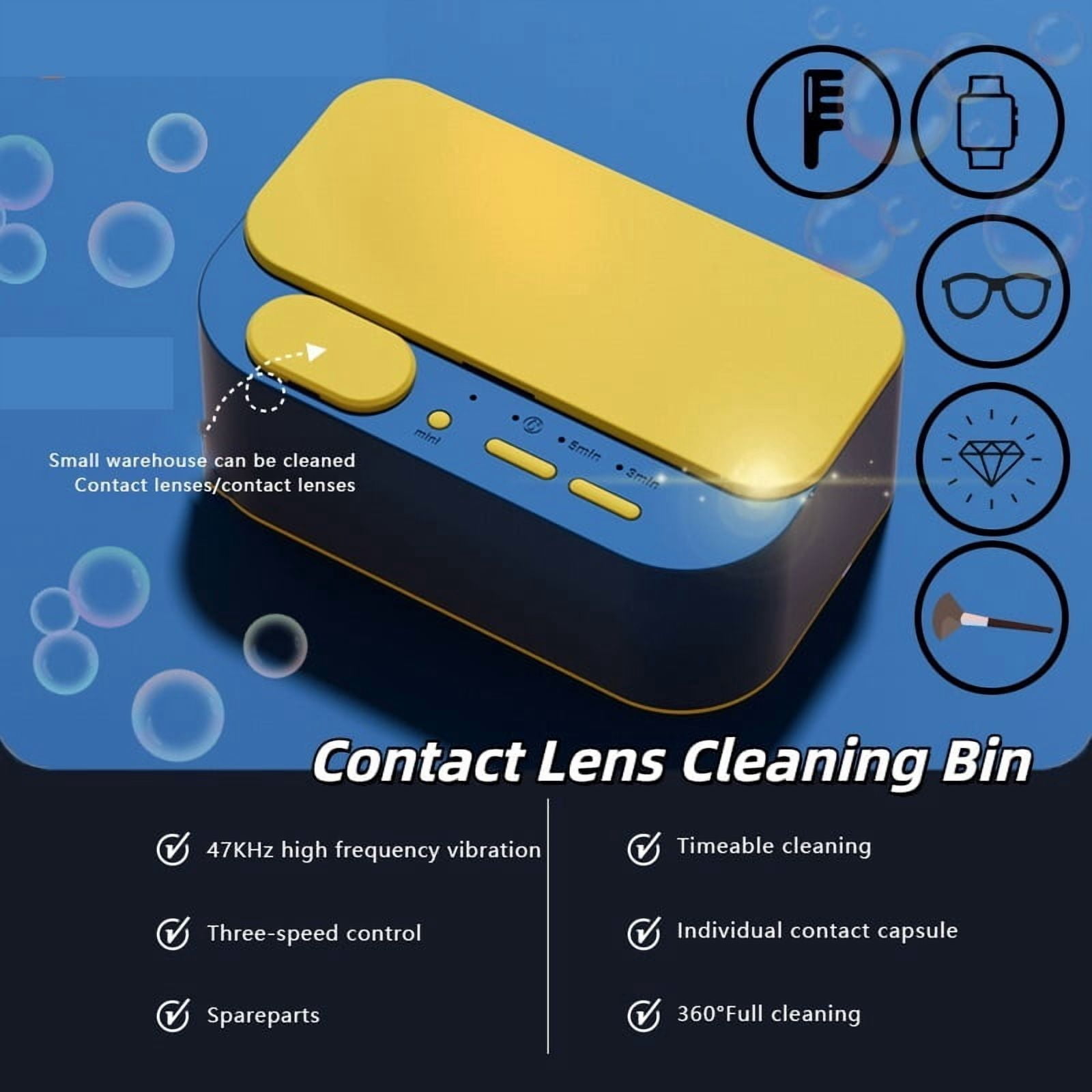 Ultrasonic Cleaner Upgrated Contact Lens Cleaning Machine Jewelry Cosmetic Contact Lenses Makeup Brush High Ultrasonic