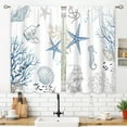 thumbnail image 3 of Blue Ocean Beach Kitchen Curtains Nautical Coastal Starfish Seashell Small Window Treatment Underwater Cafe Short Window Curtains for Bathroom Dining Room Blue Sea Treatment Drape 27.5x39 inch, 3 of 6