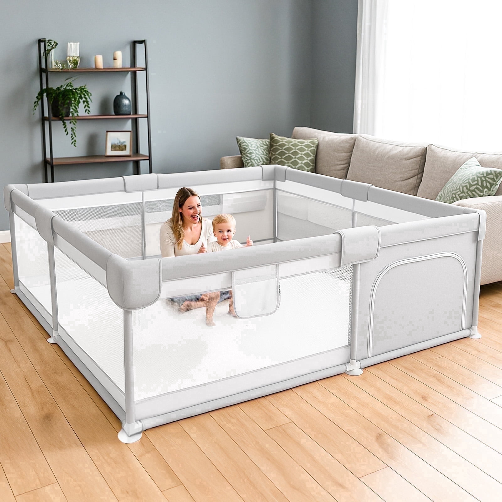 DaPlug Baby Playpen, 51x51", Indoor/Outdoor, Gray photo 1