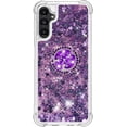 thumbnail image 2 of Glitter Clear Sparkly Bling Case for Samsung Galaxy A14 5G for Women Girls, Flowing Liquid Quicksand Cover with Diamond Ring Holder Case for Samsung Galaxy A14 4G/5G  Purple, 2 of 14