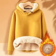 thumbnail image 2 of Breezora Sweat à Capuche Doublé en Polaire pour Femmes Manches Longues Col Rond Hiver Chaud pour Activités Extérieures Taille TG Jaune, 2 of 3