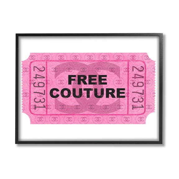 Stupell Industries Free Couture Pink Ticket Stub Beauty & Fashion Painting Black Framed Art Print Wall Art