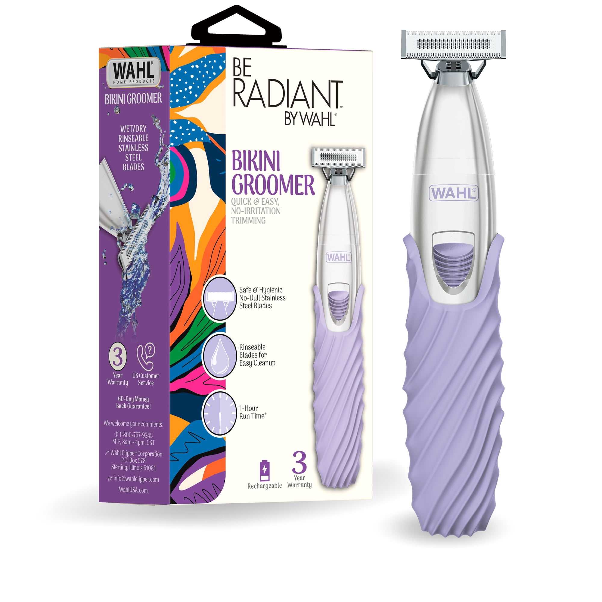 Wahl Be Radiant Cordless Rechargeable Bikini Trimmer for Women with Everlast Blades 3027039