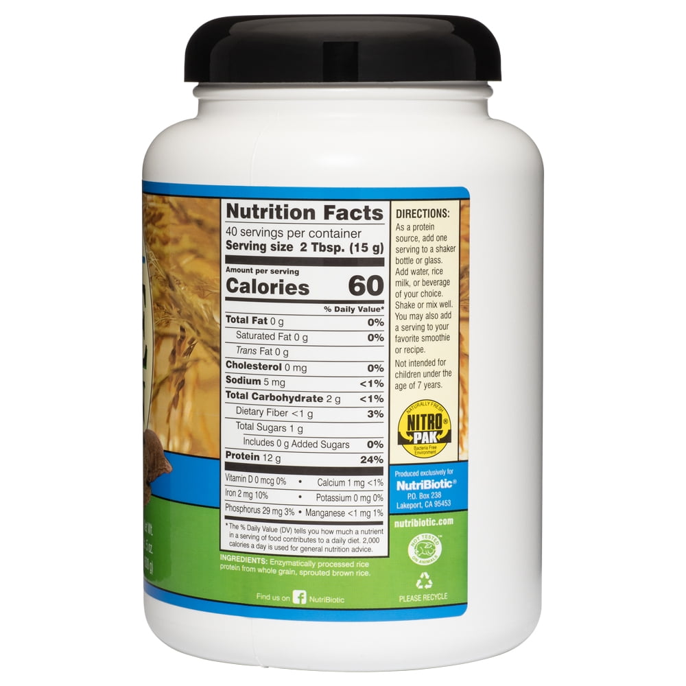 NutriBiotic Plain Rice Protein, 1 Lb 5 oz (600g)
