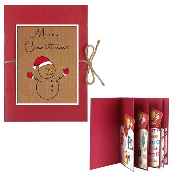 Solivara Christmas Card Book 5 Slots Postcard Sleeves Snowman Holder Envelope Booklet For Xmas Teacher Employee Appreciation