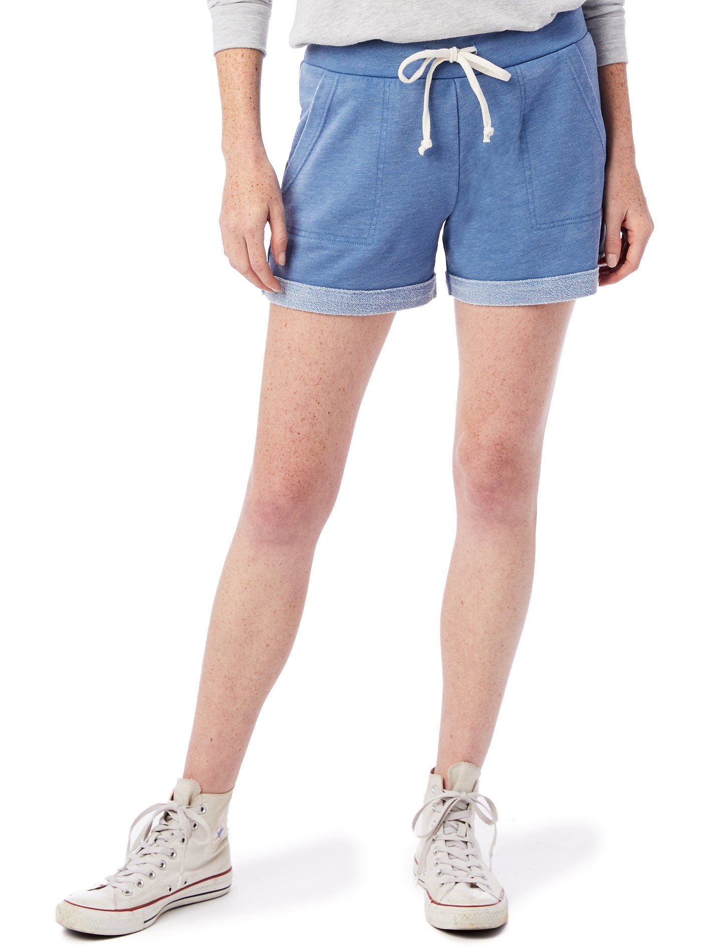 rolled french terry drawstring shorts