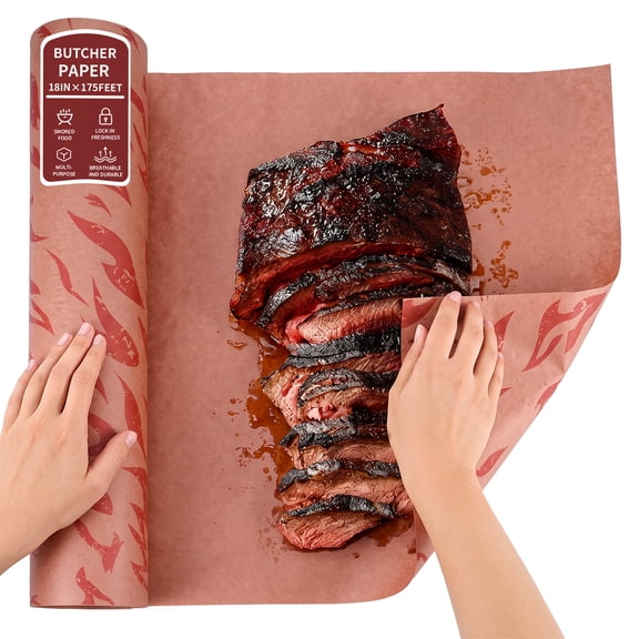 DTFMZOV Butcher Paper Roll 18inx175ft, Food Grade Paper for Wrapping, Peach Pink Butcher BBQ Paper for Smoker, Grilling, Smoking Meat, Unbleached, Uncoated & Unwaxed