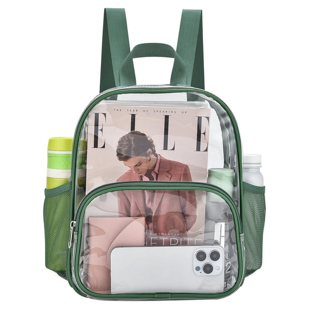 Mochila transparente Busiuw para eventos en estadios, 30 x 30 x 15 cm, color verde bosque