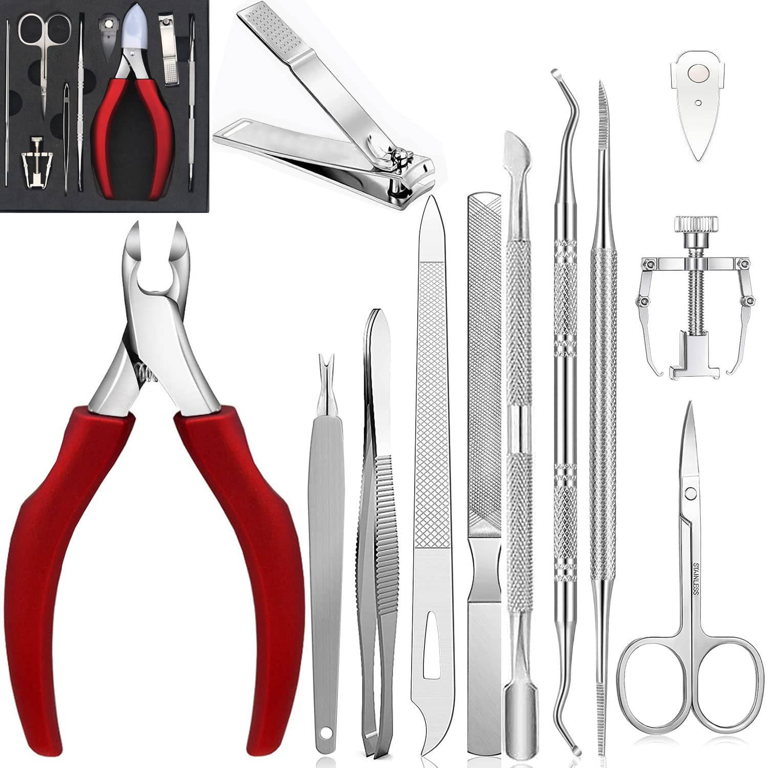 Ingrown Toenail Clippers (Upgrade), Steel Nail Clippers for Professional  Podiatrist, Unique Long Handle Curved Blade Tool for Thick & Ingrown Nails