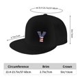 thumbnail image 4 of DouZhe Flat Brim Cap Snapback Hat, Letter Y Usa Flag Stickers Prints Adjustable Black Adult Baseball Cap, 4 of 7