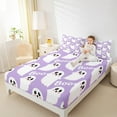 thumbnail image 4 of jejeloiu Cartoon Halloween Ghost Twin Sheet Sets,Trick Or Treat Twin Fitted Sheet,White Purple Flat Sheet For Teens,Microfiber Bedroom Decor,3pcs, 4 of 7