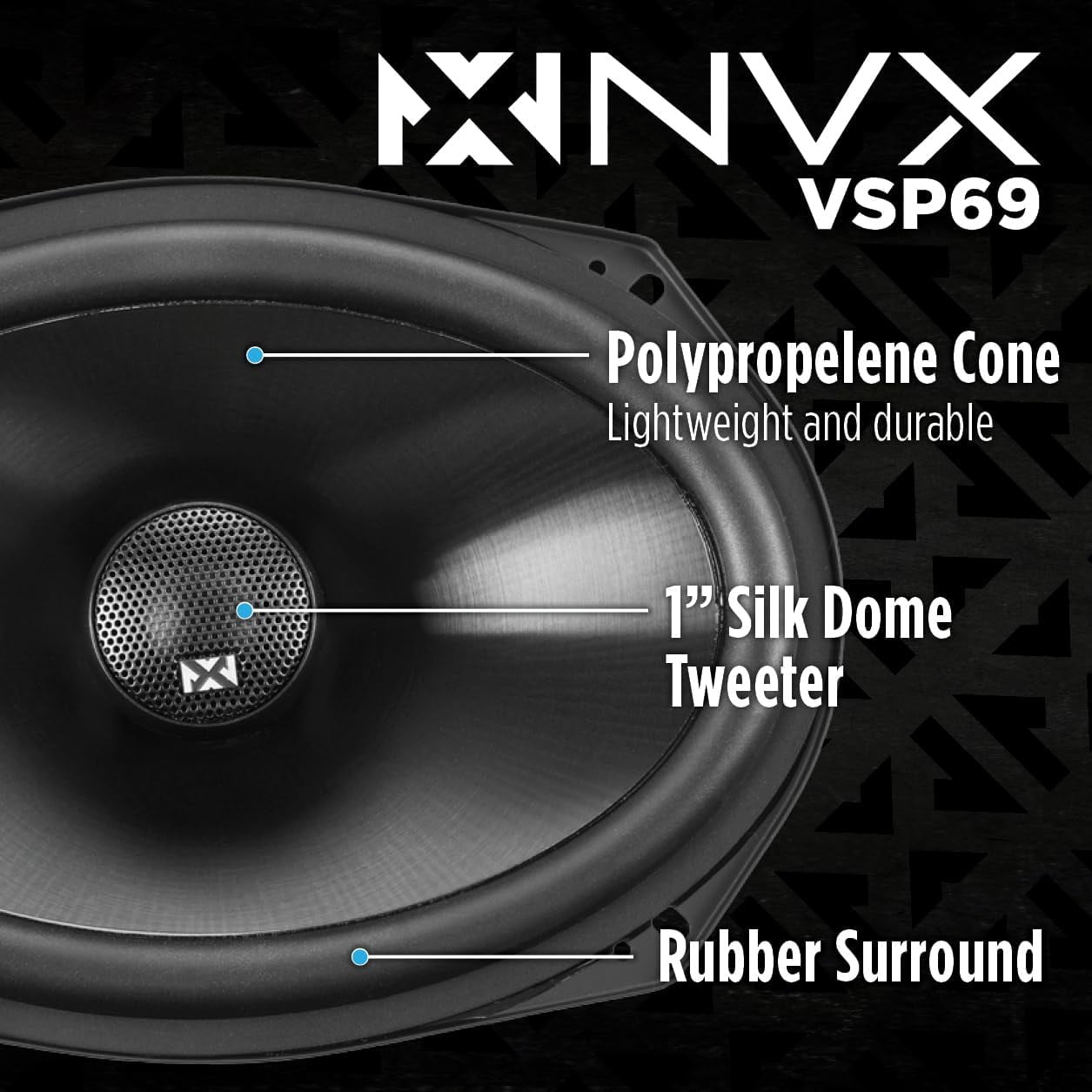 NVX, V Series 6x9 Coaxial Car Speakers, 900W Peak, 300W RMS