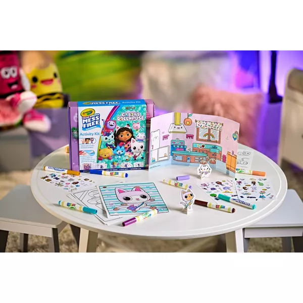 Crayola Color Wonder Gabbys Dollhouse Mess-Free Activity Kit - 27 Coloring Pages, 8 Markers, Stickers & Pop-Outs