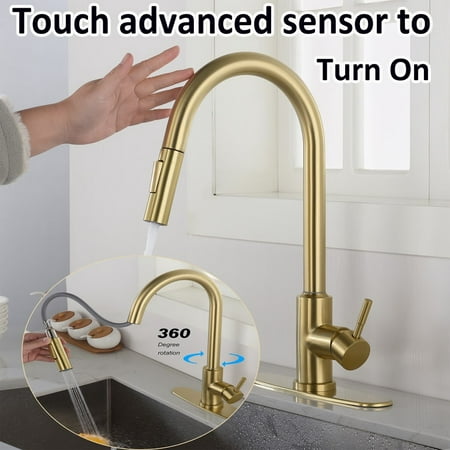 Modern Touchless Kitchen Spring Faucet with Pull-Out Spray Head, High ...