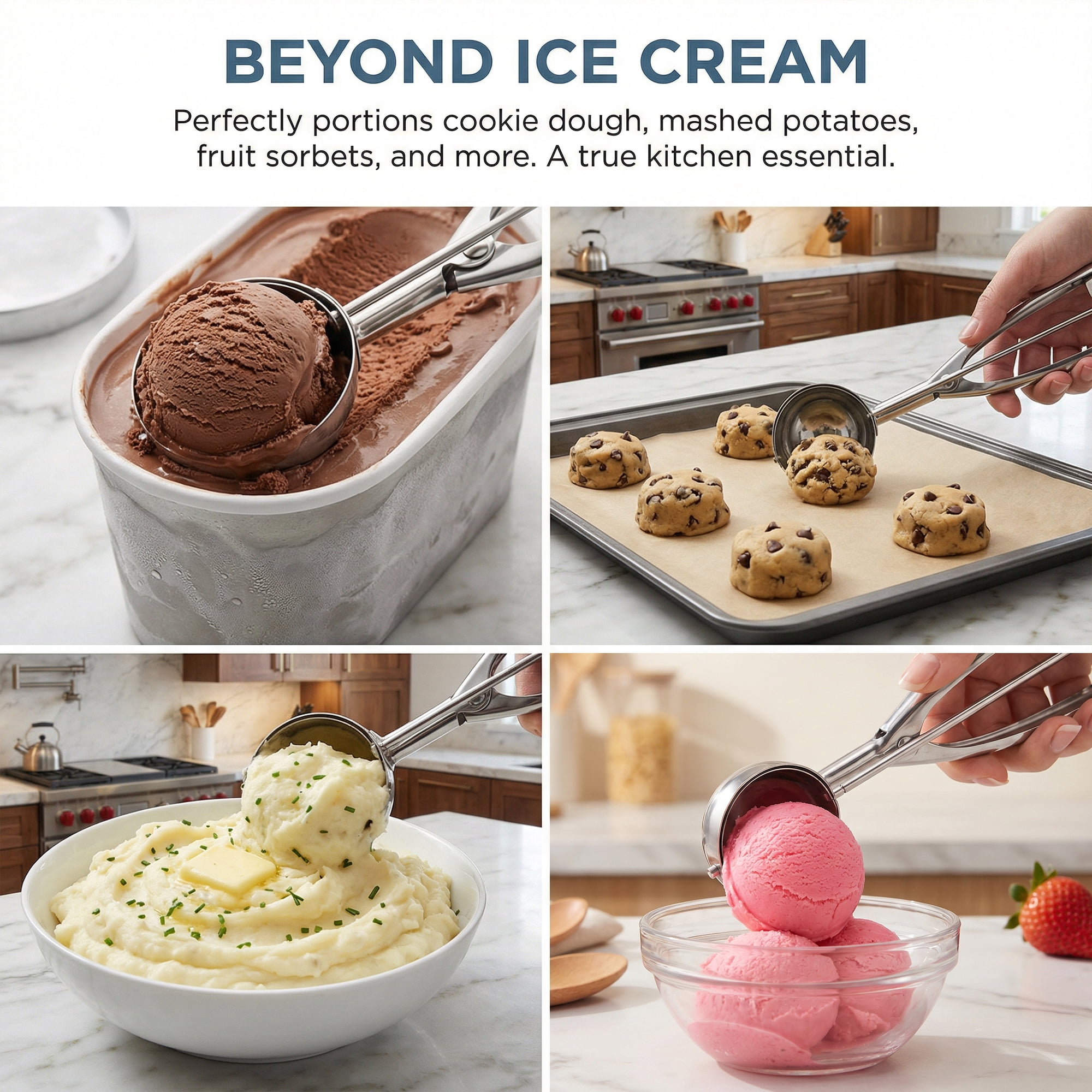 Unique Bargains Easy Clean Tool Stainless Steel Ice Cream Scoop Silver 8.3in