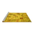 thumbnail image 2 of Ahgly Company Machine Washable Indoor Square Patchwork Yellow Transitional Area Rugs, 3' Square, 2 of 4