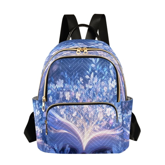 Casual Magical Book with Flowers Backpack for School,College and Travel, Water Resistant Bookbag,
