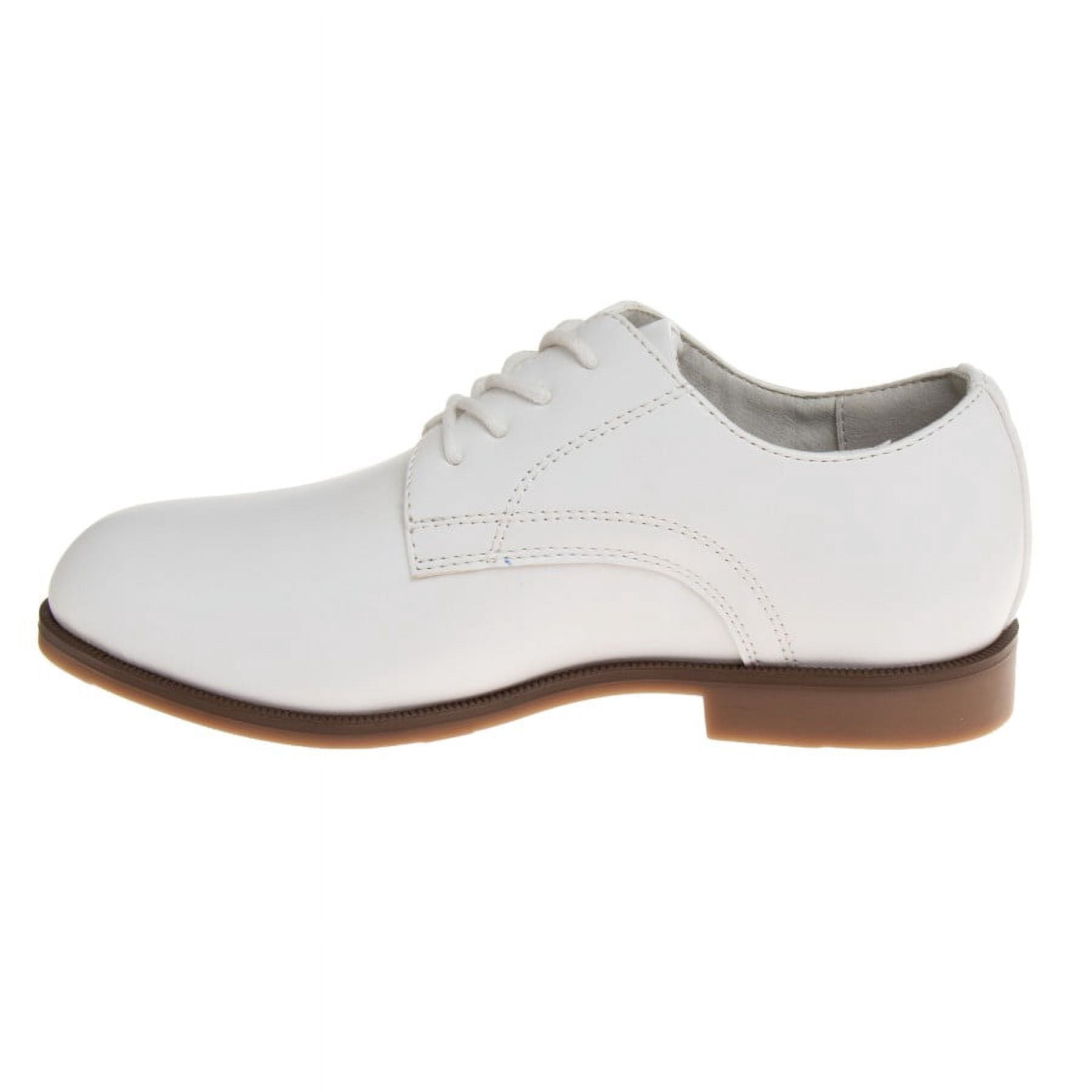 Josmo Boys Little Kids Classic Dress Shoes with Lace Up Closure, White, 2.5