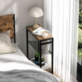 thumbnail image 6 of Small Side Table for Small Space, 3-Tier Narrow End Table with Magazine Holder,Slim Nightstand, Skinny Snack Couch Table in Living Room, Bedroom Study and Balcony (Rustic Brown &Black) Patent Pending, 6 of 9