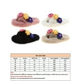 thumbnail image 2 of Woobling Ladies Slide Sandals Flat Plush Slipper Slip On Fuzzy Slippers Home Non-slip Open Toe Fluffy Slides Beige 4.5, 2 of 7