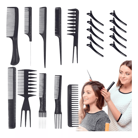 20 Kit Peluquería Peine Conjunto Profesional Y Pinzas Hair