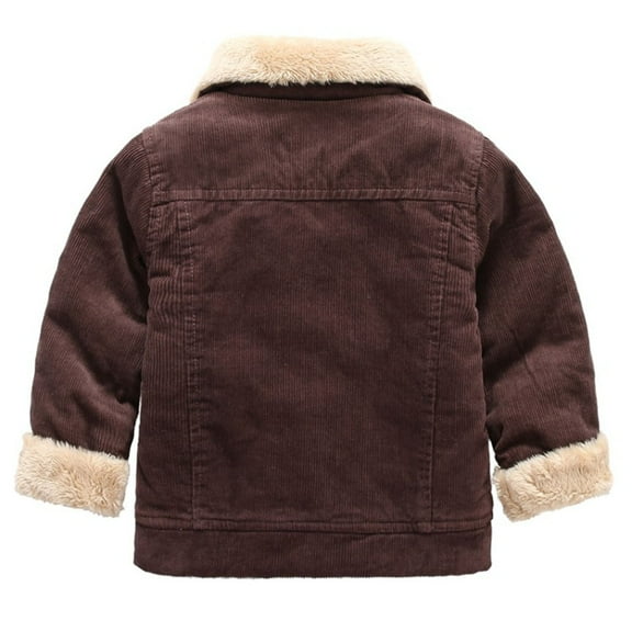 Fesfesfes Kids Baby Fleece Coat Winter Solid Color Corduroy Plush Velvet Jacket Thick Winter Warm Outerwear