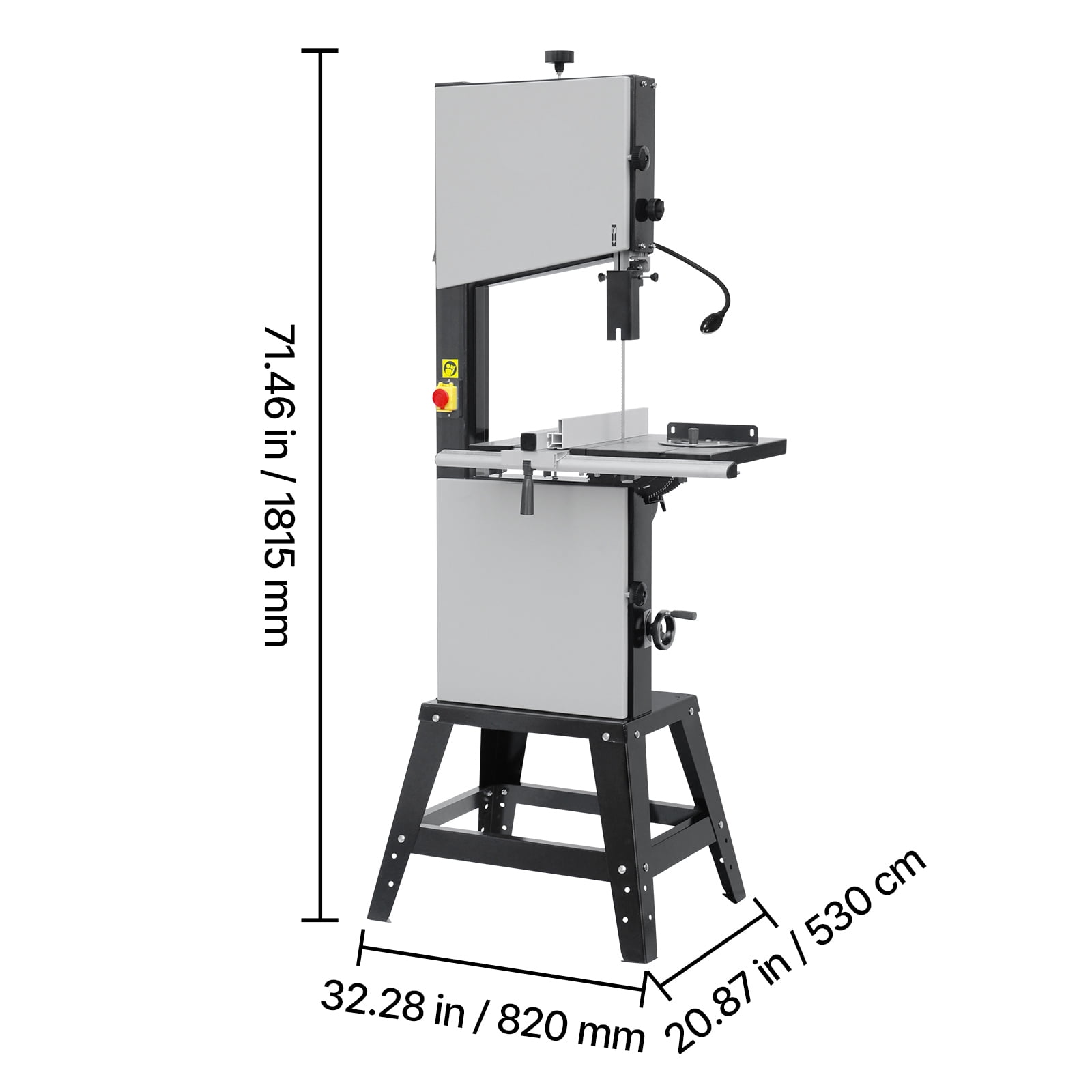 KFFKFF 13.39-Inch Band Saw with Stand, Adjustable Speed 440-846 RPM, 1100W 1-1/2HP Motor, 110V, Integrated Work Light, and Miter Gauge for Cutting Wood, Metal, Aluminum, and Copper