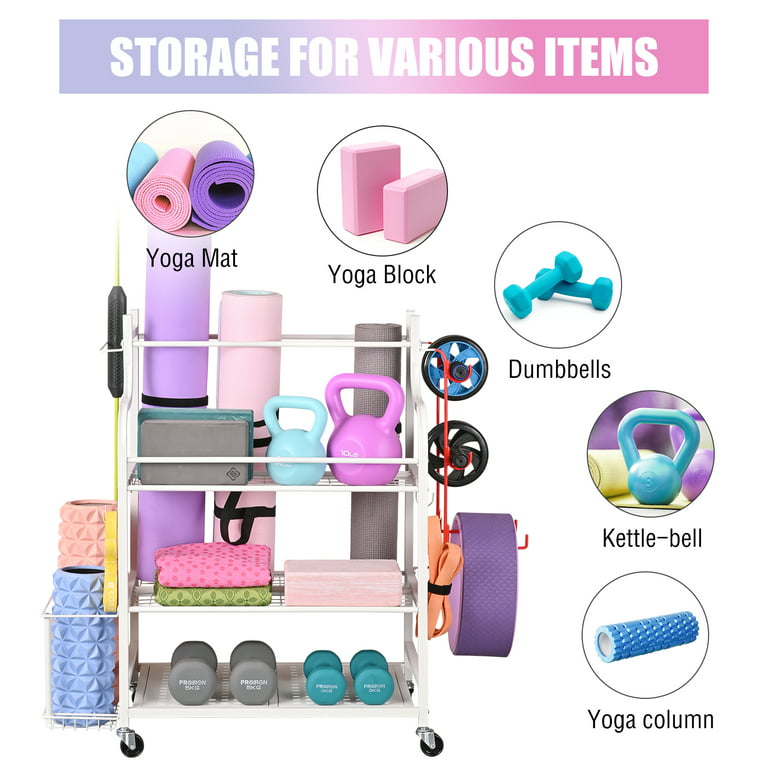 Ltmate 3- Tier Yoga Mat Home Gym Storage Rack, Black