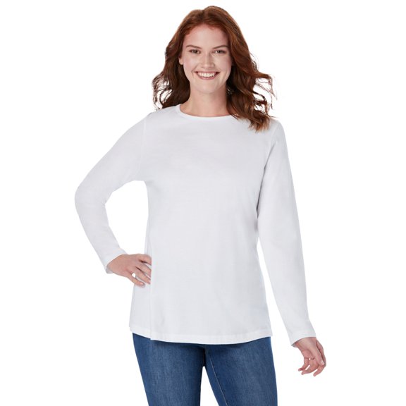 Woman Within Plus Size Petite Perfect Long-Sleeve Crewneck Tee