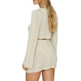 thumbnail image 4 of SAYOO Conjunto de Falda de Punto para Mujer, Tops de Cordones con Cuello en V de Manga Larga con Falda de Cintura Elástica Traje de Verano y Otoño SAYOO S M L XL, 4 of 6