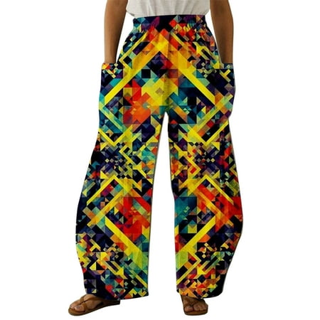 

koaiezne Women High Waist Printing Easy Trousers Long Pants Boho Beach Pockets Pants Compression Dress Pants Maternity Pants