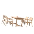 thumbnail image 1 of Grade-A Teak Dining Set: 4 Seater 5 Pc: 94" Mas Oval Trestle Leg Table And 4 Vellore Stacking Arm Chairs Outdoor Patio WholesaleTeak #51VL2305, 1 of 6